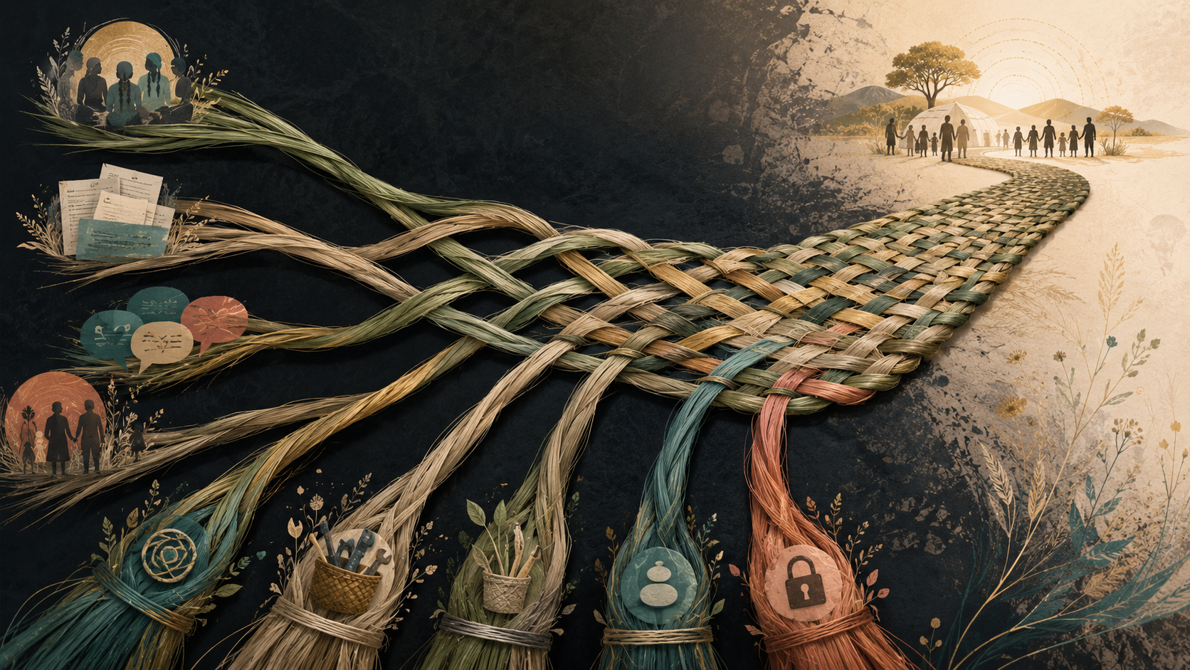 Digital sweetgrass strands weaving coalition knowledge into pathways for action